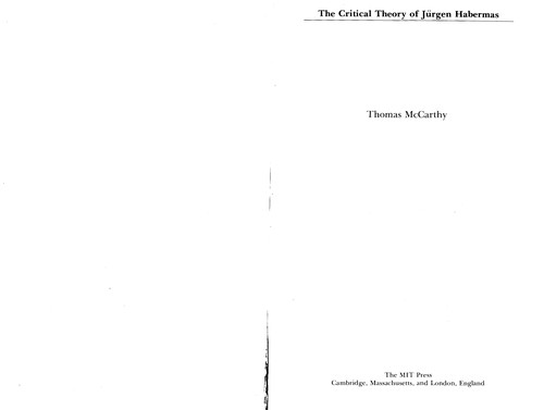Thomas A. McCarthy: The critical theory of Jürgen Habermas (EBook, 1981, MIT Press)