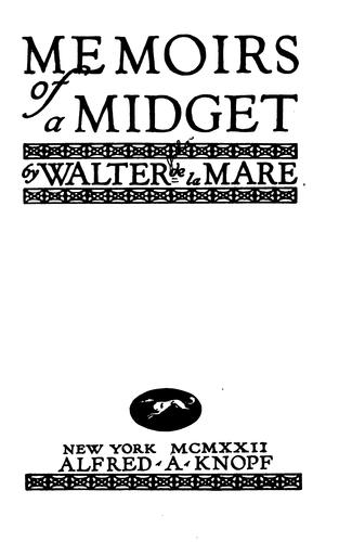 Walter De la Mare: Memoirs of a midget (1941, The press of the Readers club)