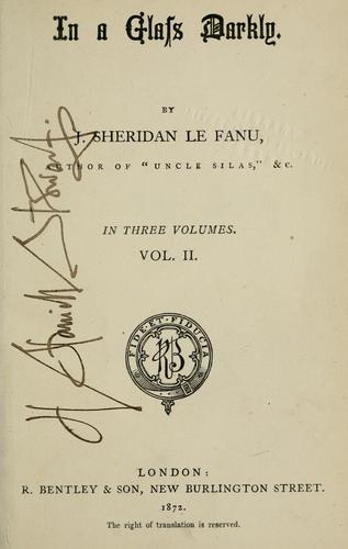 Sheridan Le Fanu: In a glass darkly (1872, R. Bentley)