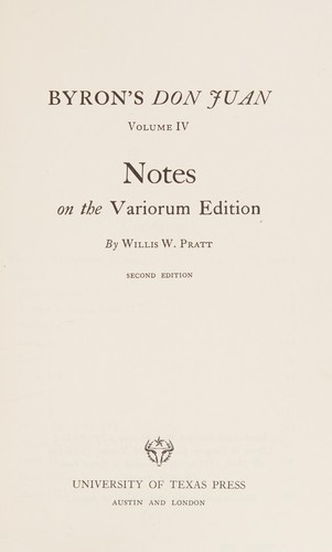 Lord Byron: Byron's Don Juan. (1971, University of Texas Press)