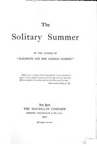 Elizabeth: The solitary summer (1901, Macmillan)