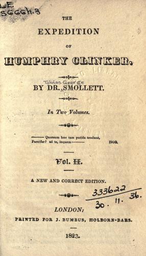 Tobias Smollett: The expedition of Humphry Clinker. (1823, J. Bumbus)