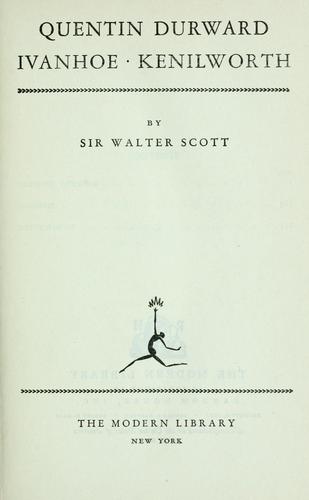 Walter Scott: Quentin Durward (1933, The Modern Library)