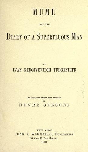 Ivan Sergeevich Turgenev: Mumu (1884, Funk & Wagnalls)