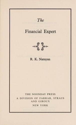 R.K. Narayan: The financial expert. (1959, Noonday Press)