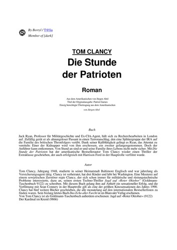 Tom Clancy: Die Stunde der Patrioten (German language, 1975, Goldmann)