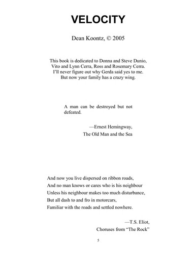 Dean Koontz, Dean Koontz: Velocity (2005, Bantam Books)