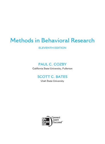 Paul C. Cozby: Methods in behavioral research (2011, McGraw-Hill)