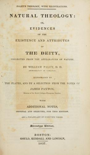 William Paley: Natural theology (1837, Gould, Kendall, and Lincoln)