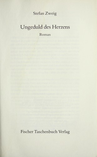 Stefan Zweig: Ungeduld des Herzens (German language, 1980, Fischer Taschenbuch Verlag)