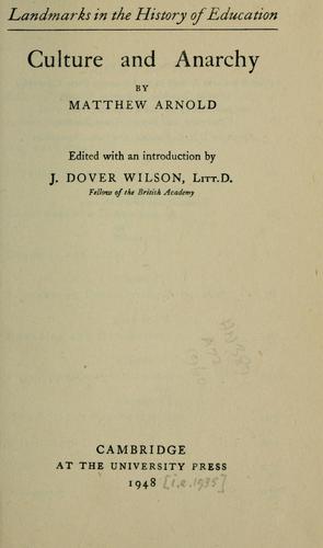 Matthew Arnold: Culture and anarchy (1935, John Murray)