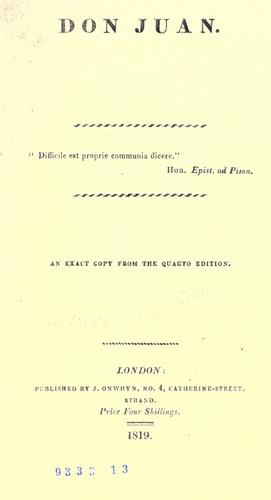 Lord Byron: Don Juan ... (1819, J. Onwhyn)
