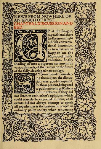 William Morris: News from nowhere (1893, Kelmscott Press, sold by Reeves and Turner, London)