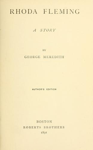 George Meredith: Rhoda Fleming (1891, Roberts Brothers)