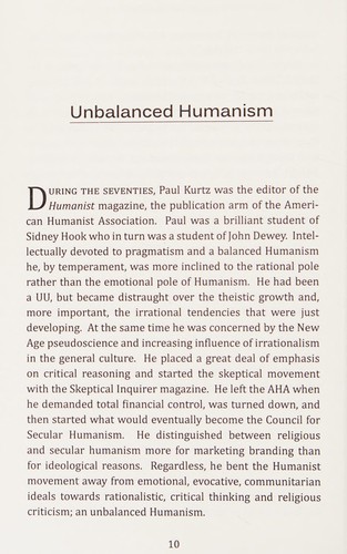 Michael Werner: Regaining balance (2013, Religious Humanism Press)