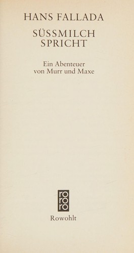 Hans Fallada: Süssmilch spricht (German language, 1985, Rowohlt)