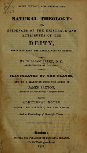 William Paley: Natural theology (1829, Lincoln and Edmands)
