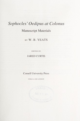 Sophocles: Sophocles' Oedipus at Colonus (2008, Cornell University Press)