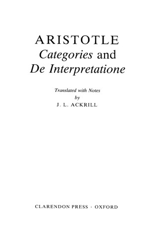 Aristotle: Categories (1963, Clarendon Press)