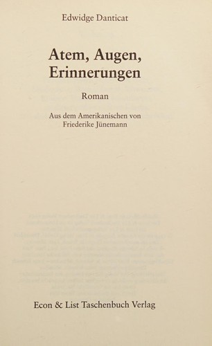 Edwidge Danticat: Atem, Augen, Erinnerungen (German language, 1999, Econ-und-List-Taschenbuch-Verl.)