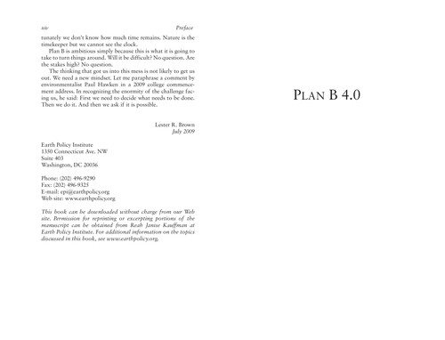 Lester Russell Brown: Plan B 4.0 (2009, W.W. Norton)