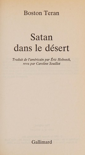 Boston Teran: Satan dans le désert (French language, 2005, Gallimard)