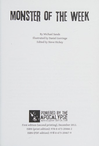 Michael Sands: Monster of the week (2012, Generic Games)