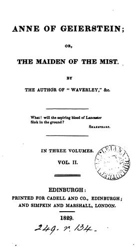 Walter Scott: Anne of Geierstein (1829, Cadell and co, Simpkin and Marshall)