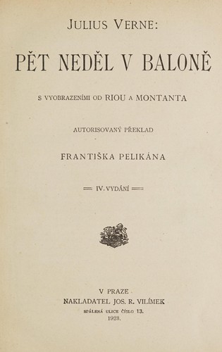 Jules Verne: Pět neděl v baloně (Czech language, 1923, Nakl. Jos. R. Vilímek)