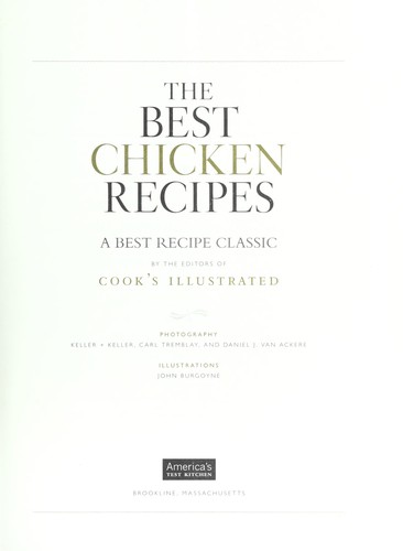 John Burgoyne: The best chicken recipes (2008, America's Test Kitchen)