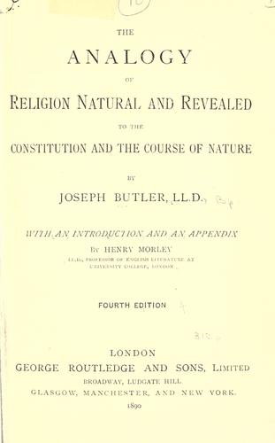 Joseph Butler: The analogy of religion (1890, Routledge)