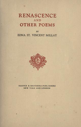 Edna St. Vincent Millay: Renascence and other poems (1917, Harper & brothers)