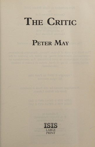 May Peter: The critic (2016, Thorpe)