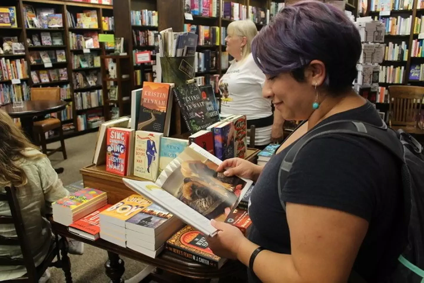 A visitor at Blue Willow Bookshop on Saturday, Oct. 6., 2018.

