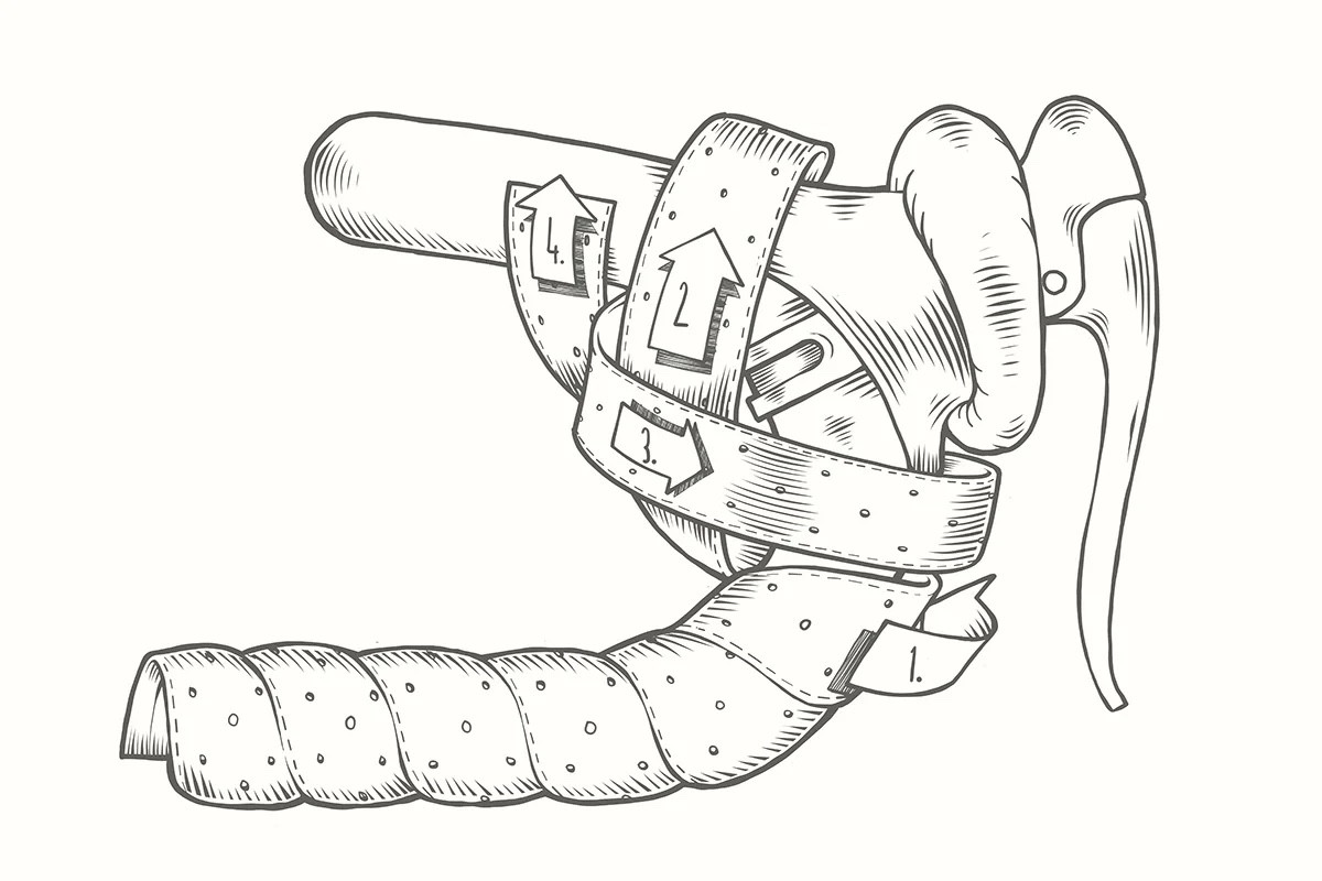 diagram showing how to figure-8 wrap around the hoods.