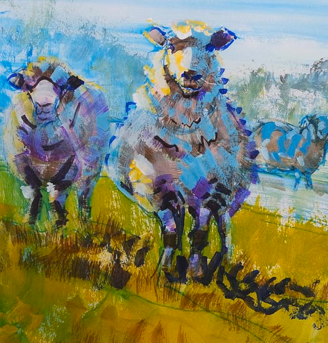 Detail of impressionist sheep painting