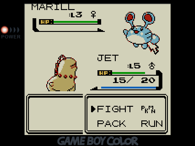 JET the Chikorita facing off against a Marill with huge antenna-like ears